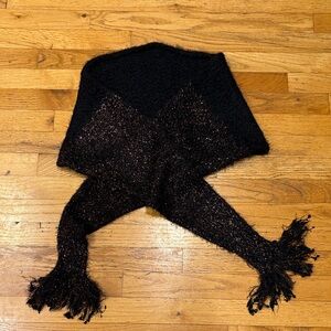 Black and Bronze Tinsel Shoulder Wrap Scarf
